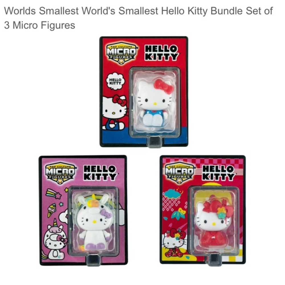 NEW Sanrio Hello Kitty Pop Culture Micro Figures Set of 3 Collectible Mini Case